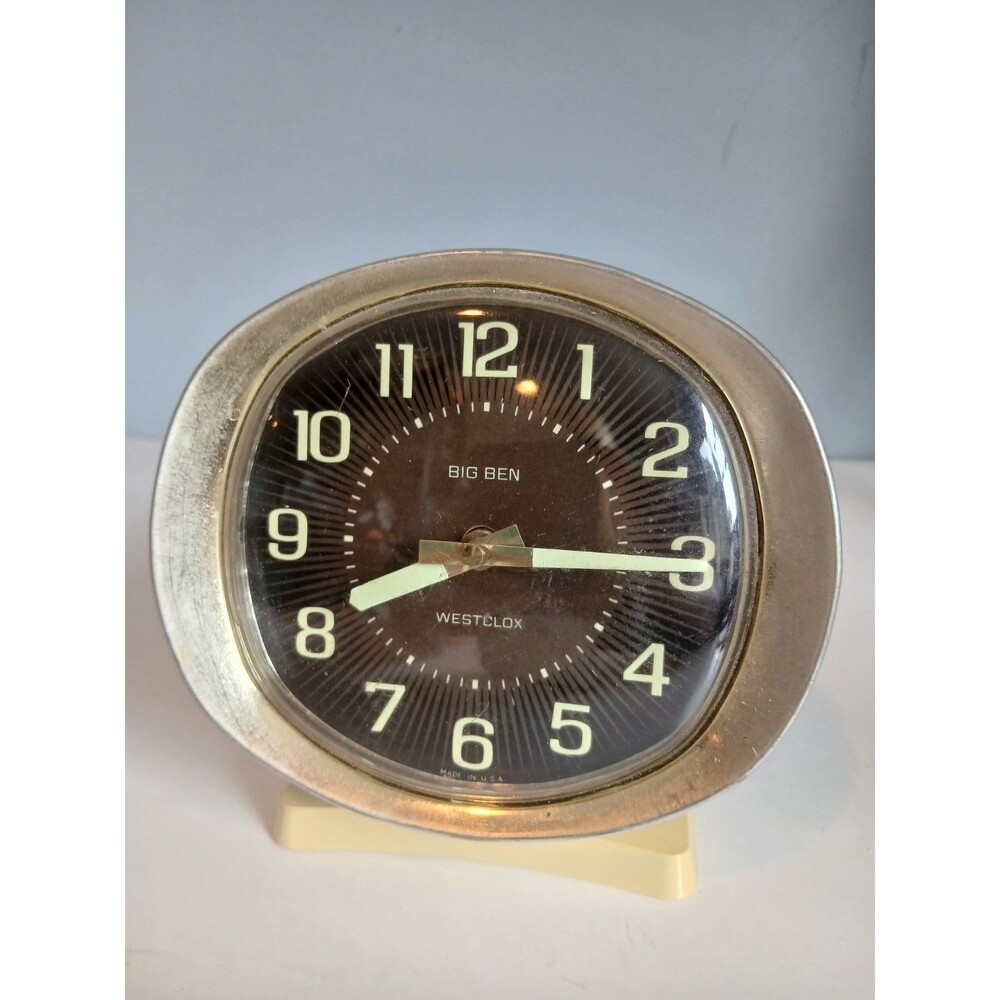 Westclox Vintage Big Ben Retro Metal Alarm Clock Manual Wind Glows In Dark